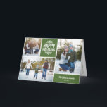Grußkarte für Happy Holidays Foto Collage Feiertagskarte<br><div class="desc">Günstige, individuell bedruckte Urlaubskarten mit einfachen Vorlagen für die Anpassung. Dieses moderne rustikale Design hat ein Foto-Collage-Layout mit Platz für 3 Fotos der Familie und Text in der Abstimmung von Farbblöcken - bearbeiten Sie die Farben, um alle Fotos. Personalisieren Sie es mit Ihren Fotos und fügen Sie Ihren Familiennamen und...</div>