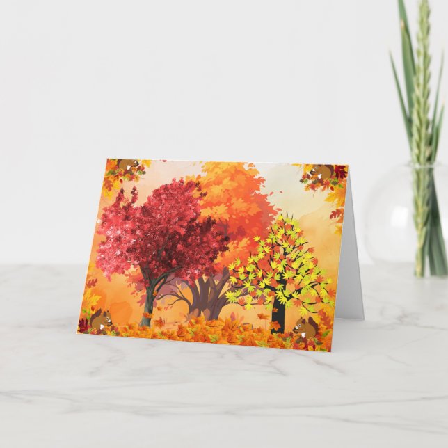 Grußkarte für Herbstlaub von Herbstbaumen Karte (Vorderseite)