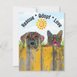 Grußkarte für Hunde und Katzen Adoptierend Liebe Einladung