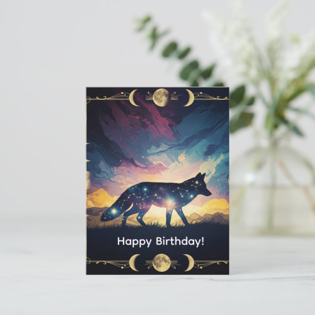 Grußkarte für Mystical Fox Postkarte (Stehend Vorderseite)