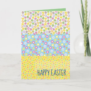 Grußkarte für Ostereier und Frühlingsblumen Karte