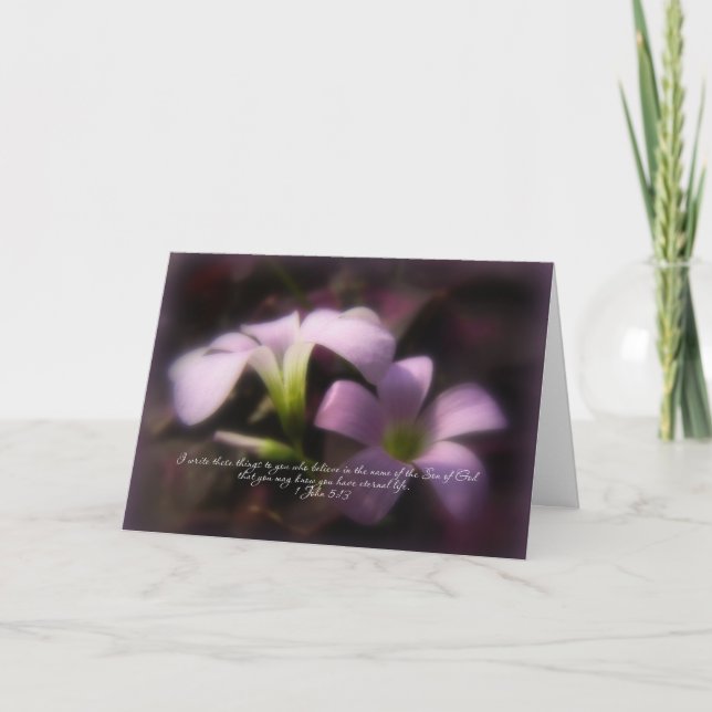 Grußkarte für Ostern - Lila Oxalis Feiertagskarte (Vorderseite)