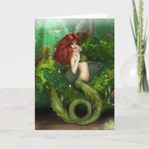 Grußkarte für Red Haired Mermaid Karte