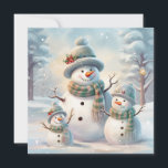 Grußkarte für Snowman Family Feiertagskarte<br><div class="desc">Schneemann Familie Grußkarte mit Text Frohe Weihnachten</div>