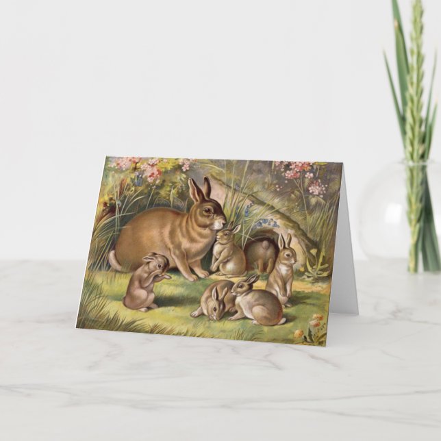 Grußkarte für Vintage Kaninchen Karte (Vorderseite)