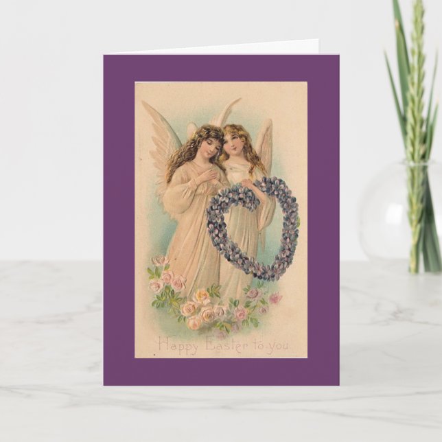 Grußkarte für Vintage OsterAngeln Feiertagskarte (Vorderseite)