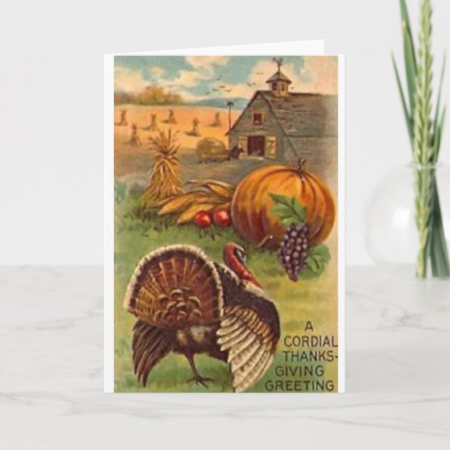 Grußkarte für Vintagen Erntedank Feiertagskarte (Vorderseite)