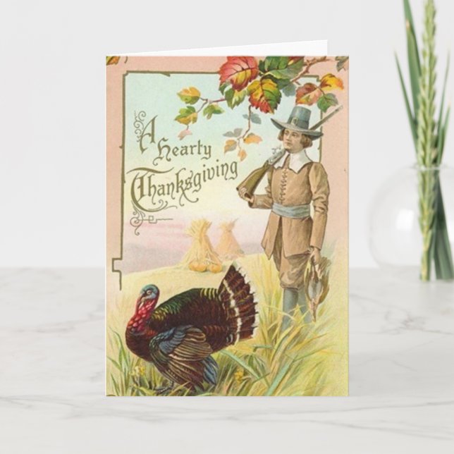 Grußkarte für Vintagen Erntedank Feiertagskarte (Vorderseite)