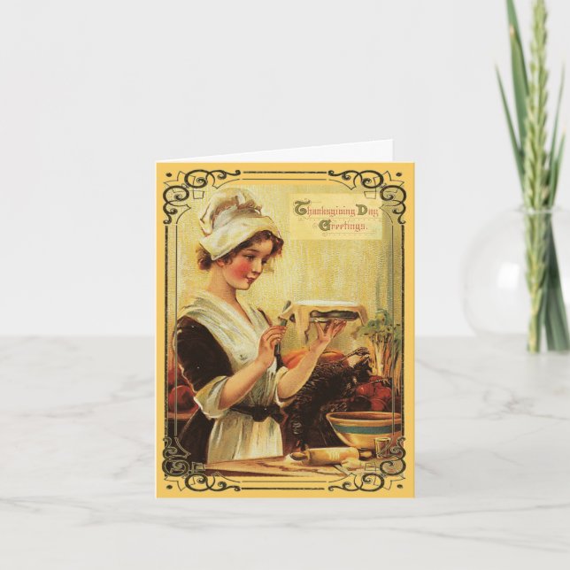 Grußkarte für Vintagen Erntedank Feiertagskarte (Vorderseite)