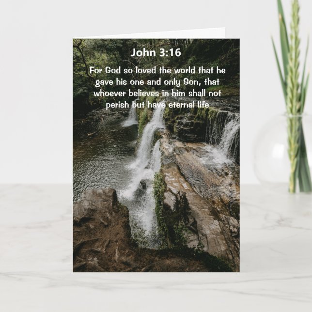 Grußkarte für Wasserfall John 3:16 Bibel Verse Karte (Vorderseite)