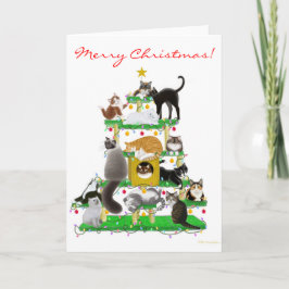 Grußkarte für Weihnachtskatzenbaum Feiertagskarte