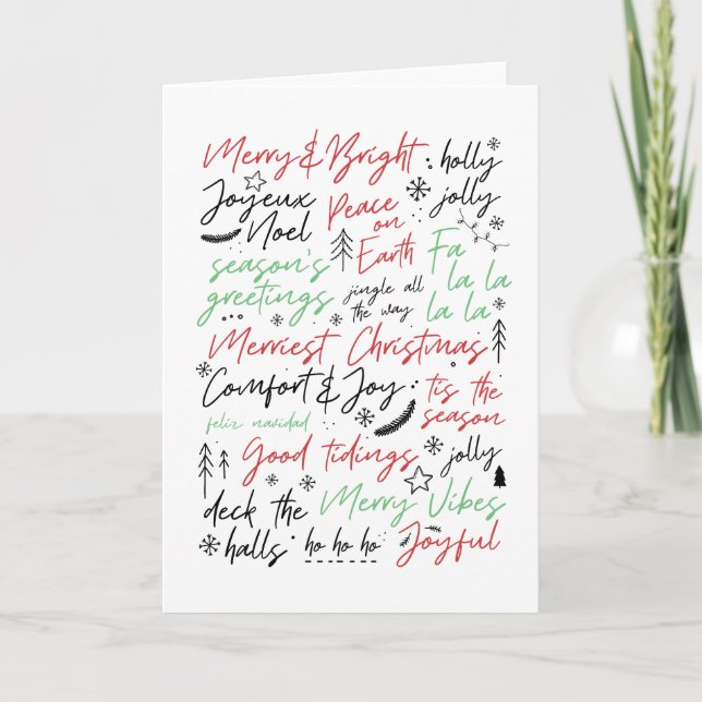 Grußkarte für Weihnachtstypografie mit Handschrift Karte (Vorderseite)