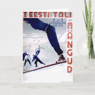 Grußkarte für Winterspiele, 1935 Feiertagskarte