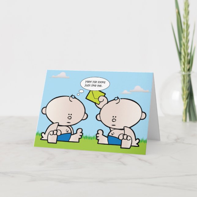 Grußkarte für Zwillingsjunge Babys Karte (Vorderseite)