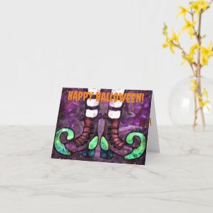 Grußkarte glückliches Halloween Hexenstiefel Karte