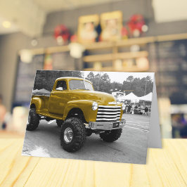 Grußkarte Gold 1950er Frisierte Auto Truck Karte