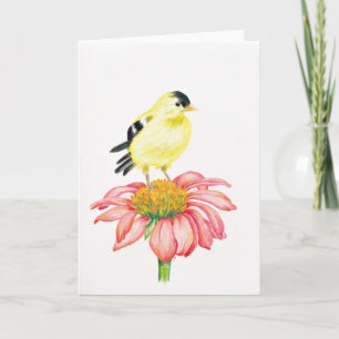 Grußkarte Goldfinch & Coneflower Karte