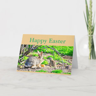Grußkarte "Happy Oaster" Hase/Ground Eichhörnchen Feiertagskarte