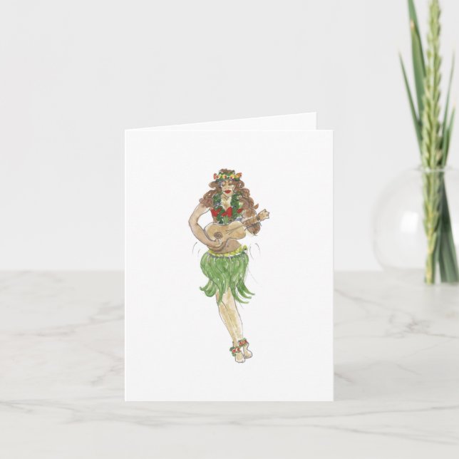 Grußkarte "Hula Girl" Feiertagskarte (Vorderseite)
