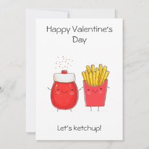 Grußkarte - Lass's Ketchup! Niedliche Ketchup Frie Karte