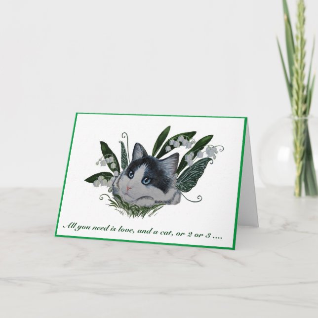 Grußkarte "Lily of the Valley Fee Kitty" Karte (Vorderseite)