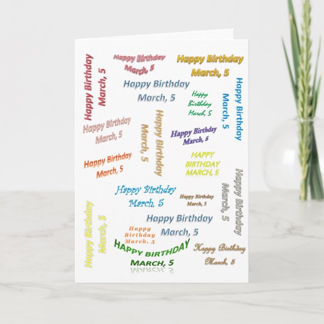 Grußkarte März, 5 Geburtstag Karte (Vorderseite)