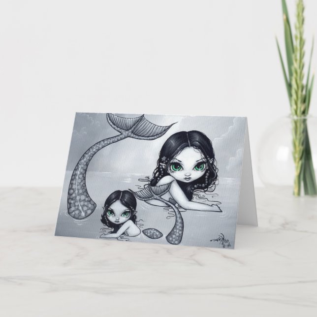Grußkarte "Mermaid Mother and Child" Karte (Vorderseite)