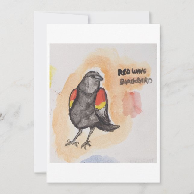 Grußkarte mit Amsel Einladung (Vorderseite)