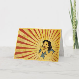 Grußkarte mit cooler Vintage-Mädchenzeichnung Karte