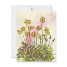 Grußkarte mit gelben wilden Mohnblumen