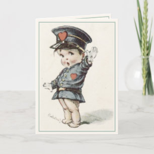 Grüßkarte mit illustrierter Love Police Baby Karte
