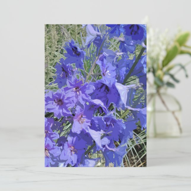 Grußkarte mit larkspur Blume Design "Hi!" Dankeskarte (Stehend Vorderseite)