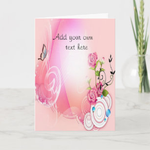 Grußkarte mit rosa Blume und Schmetterling Karte