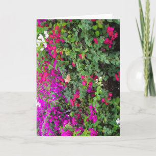 Grußkarte mit rosa und violetten Blumen Karte