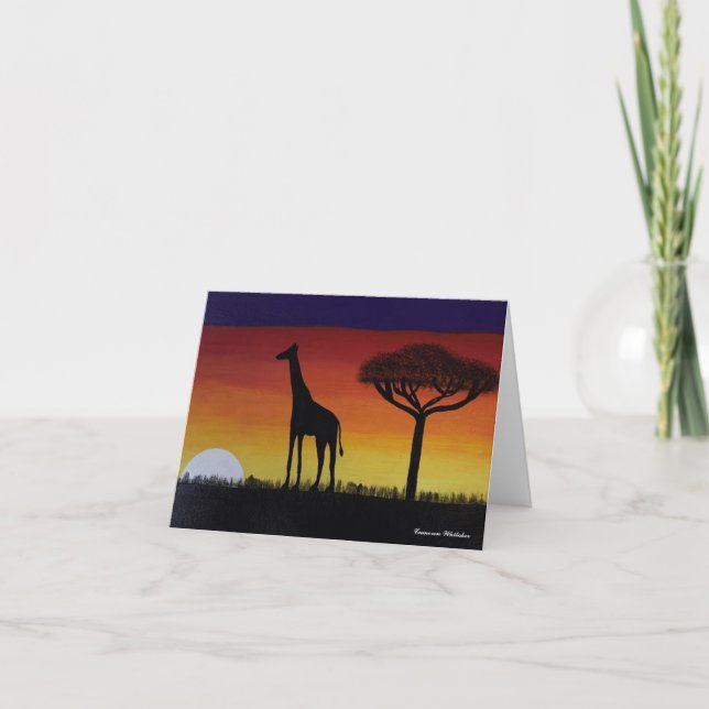 Grußkarte mit Sonnenuntergang in Afrika Dankeskarte (Vorderseite)