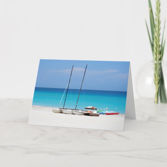 Grußkarte mit tropischer Strandszene Karte (Vorderseite)
