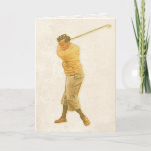 Grußkarte mit Vintage Golf Player Karte