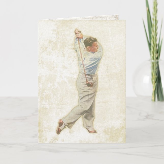 Grußkarte mit Vintagem Golfspieler Karte (Vorderseite)