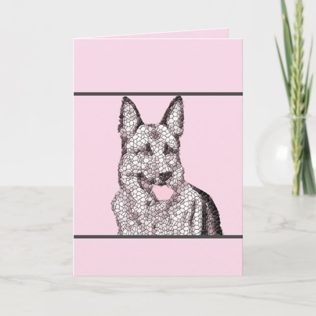 Grußkarte Mosaik Pink/Grau Karte (Vorderseite)