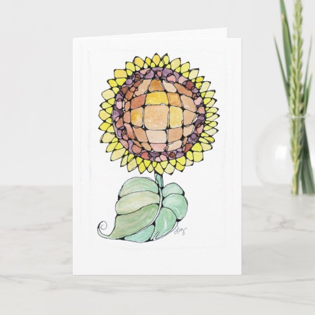 Grußkarte - NGA Wasserfarbe - Gelbe Sonnenblume Karte (Vorderseite)