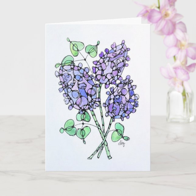 Grußkarte - NGA Watercolor - Lilac Bouquet #1 Karte (Orchidee)