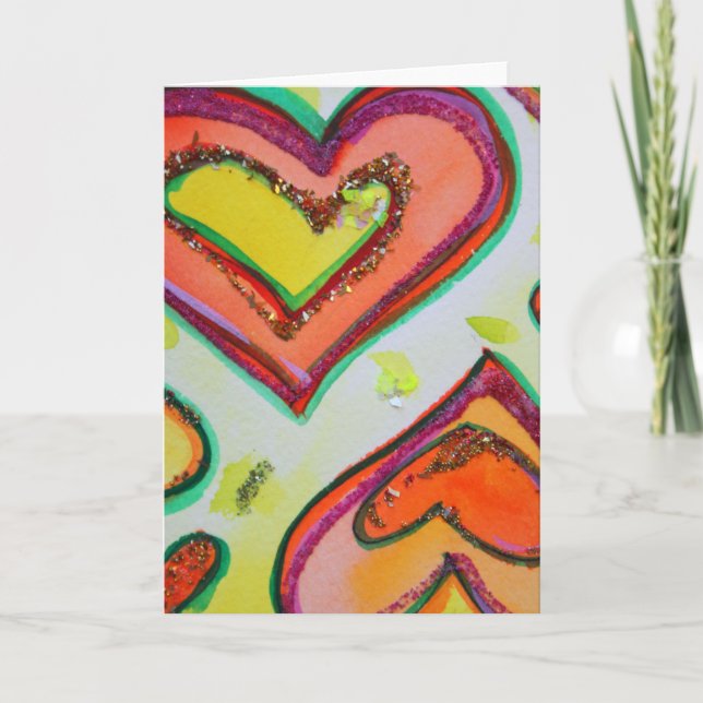 Grußkarte oder Mitteilungskarten für zwei Herzen l (Vorderseite)