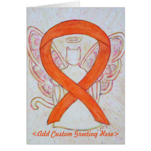 Grußkarte Orange Cat Awareness Ribbon Angel