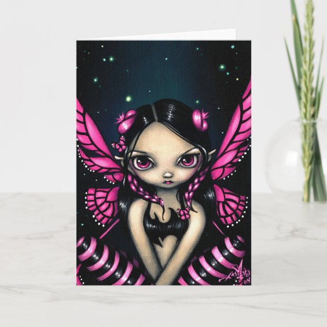 Grußkarte "Pink Butterfly Fairy" Karte (Vorderseite)