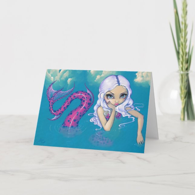 Grußkarte "Pink Gepunktet Mermaid" Karte (Vorderseite)