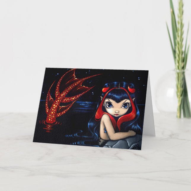 Grußkarte "Red Tail Mermaid" Karte (Vorderseite)