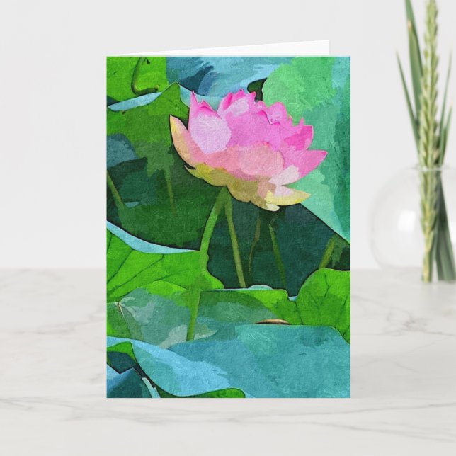 Grußkarte Rosa Lotus Abstrakt Karte (Vorderseite)