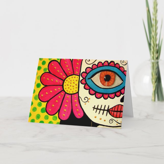 Grußkarte "Rosa Mexicano"-Tag der Toten Karte (Vorderseite)