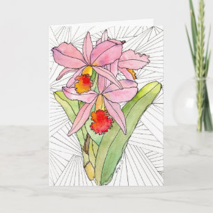 Grußkarte - rosa Orchideen Karte
