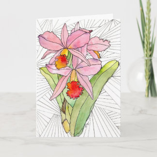 Grußkarte - rosa Orchideen Karte